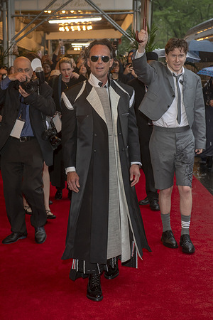 New York, United States - 05/05/2025 16:58:35: Walton Goggins wearing Thom Browne departs the Pierre Hotel for 2025 Met Gala in New York City.
