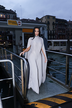 Kim Kardashian is seen arriving at Diane von Furstenberg Award at Teatro Goldoni during the 82nd Venice International Film Festival (Mostra Internazionale d'Arte Cinematografica).