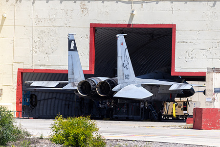 Israeli Air Force, McDonnell Douglas F-15 Eagle parked in protected hangar on Tel Nof Airbase. As part of Israel’s 75th Independence Day celebrations, the Israeli Air Force opened Tel Nof Airbase to the public and staged aerial displays featuring aerobatic performances and simulated combat maneuvers. The event was one of the highlights of the nationwide Yom Haatzmaut celebrations marking Israel’s declaration of independence in 1948.
