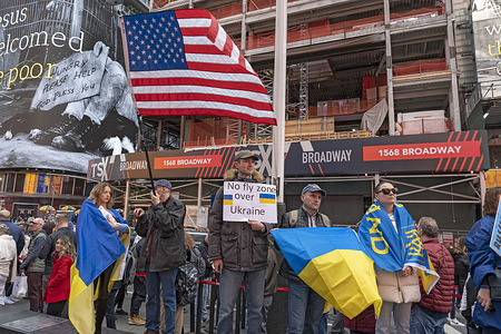 A makeshift memorial made of pairs of children's shoes seen at a mothers protest in support of Ukraine in Times Square. Russia invaded Ukraine on 24 February 2022, triggering the largest military attack in Europe since World War II. Up to 10 million Ukrainians have fled their homes, either leaving the country or moving to safer areas within Ukraine.