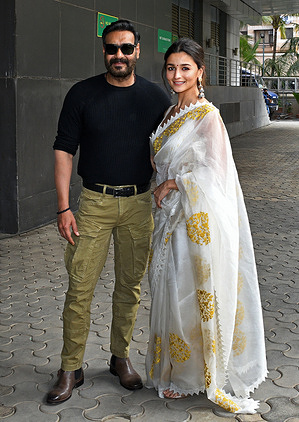 Bollywood actor Ajay Devgn and actress Alia Bhatt pose for a photo during a promotional event of their upcoming film 'Gangubai Kathiawadi' in Mumbai.
The film is slated to release on 25th February 2022.
