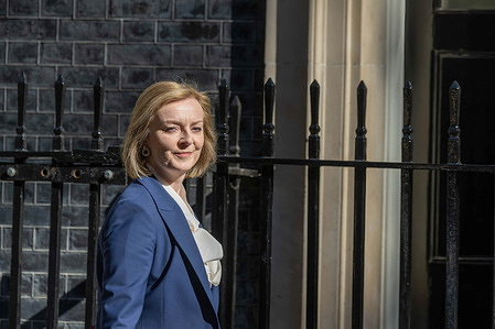 Liz Truss, Foreign Secretary, arrives at a cabinet meeting at 10 Downing Street London.