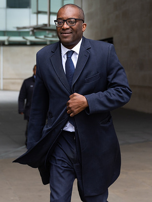 Secretary of State for Business, Energy and Industrial Strategy Kwasi Kwarteng leaves after appearing on Sophie Raworth’s ‘Sunday Morning’ at BBC Broadcasting House in London.