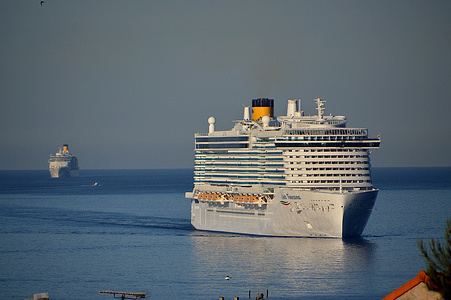The passenger cruise ship Costa Toscana arrives at the French Mediterranean port of Marseille.