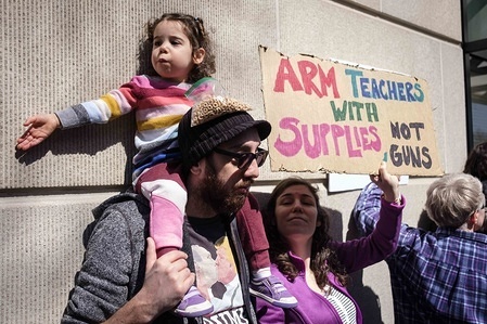 Young kid seen at the demonstration.

Hundreds of thousands of students, teachers, parents and survivors of mass shootings gathered in Washington D.C on Saturday 24, 2018. To demand an end to all the gun violence around the nation. Students who have survive and be directly affected by gun violence haven been the faces of the march. The march was organized by students who survive the mass shooting last month at Marjory Stoneman Douglas High School in Parkland, FLA.