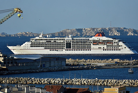 The passenger cruise ship Europa 2 arrives at the French Mediterranean port of Marseille.