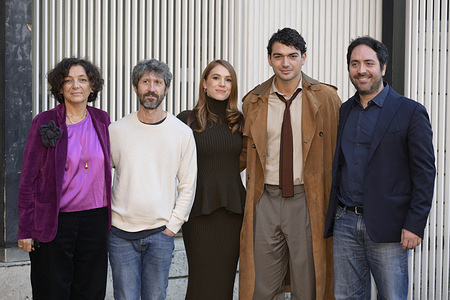 L-R Simona Coppini, Armando Testa, Ludovica Martino, Giacomo Giorgio and Matteo Rovere attend the photocall of rai tv movie Carosello in love.