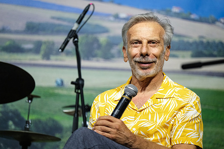 Italian actor and comedian Giovanni Storti during the talk at the NaturaSì Bio Festival at Old Town in Termoli. The event, presented by the Di Vaira agricultural farm, celebrates the opening of the new space dedicated to organic and biodynamic culture.