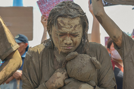 An activist reacts during the Trillion Peso March. The "Trillion Peso March" a protest that was scheduled for September 21, 2025, in the Philippines. Organized by civil society groups, church leaders, students and youth organizations, the event aims to rally against corruption. Protesters are calling for greater transparency and accountability in government spending, specifically highlighting controversial "ghost" flood-control projects. The date is symbolic, marking the 53rd anniversary of the declaration of martial law by former President Ferdinand Marcos Sr.