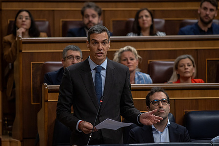 The President of the Government of Spain, Pedro Sánchez, attends the plenary session of the Congress of Deputies.
