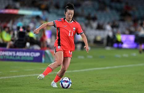 Choe Yu-Ri of Republic of Korea women football team seen in action during the AFC 2026 Women's Asian Cup Quarter Finals match between South Korea and Uzbekistan at Stadium Australia. Final score ; South Korea 6:0 Uzbeskistan.