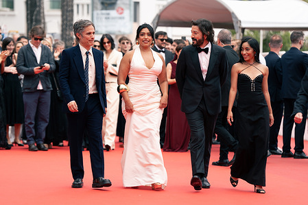 Gael García Bernal, Adriana Paz, Diego Luna and Anna Diaz of 'Ceniza en la Boca' attend the "Nagi Notes" screening during the 79th annual Cannes Film Festival at Palais des Festivals on May 13, 2026 in Cannes