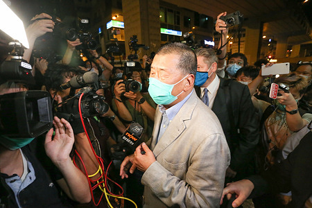 Jimmy Lai, talks with press after being granted bail nearly three week into his arrest.The founder of Next digital and democracy advocate Jimmy Lai was released on bail in Hong Kong, nearly three weeks after his controversial arrest for allegedly violating the terms of his office lease. He was subsequently charged under China's new Hong Kong national security law for colluding with a foreign country, which can lead to life imprisonment.