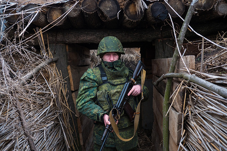A soldier seen in one of the trenches on the frontline of Donetsk People's Republic.
The War in Donbass region of eastern Ukraine has caused at least 10,000 deaths and resulted in 1.4 million people being displaced from their homes since the start of the conflict in March 2014.