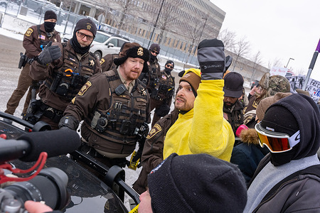 Protesters demonstrate against Immigration and Customs Enforcement (ICE) after Renee Good, who was fatally shot by an ICE officer last week in Minneapolis.