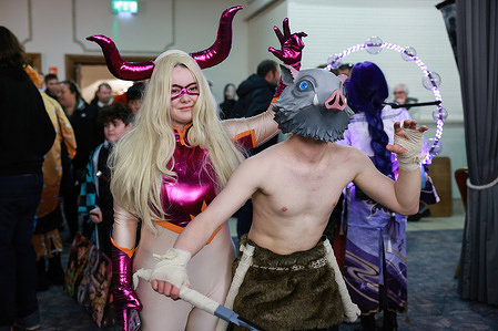 Cosplayers pose for a photo during the festival. The South West's No.1 Anime Con is held at Mercure Grand Hotel from 4th to 5th February. Participants can play video games, watch stage performances, and shop from Japanese Exhibitors.