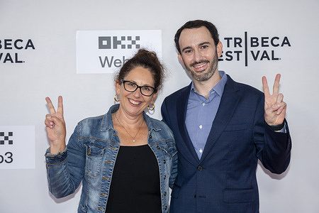 (L-R) Liat Beinin Atzili and Brandon Kramer attend the "Holding Liat" Premiere during the 2025 Tribeca Festival at Village East Cinema in New York City.