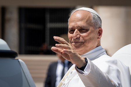 Pope Leo XIV leaves St. Peter's Square at the end of the Wednesday General Audience.