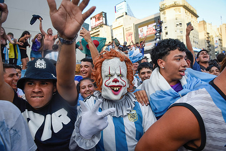 An Argentina soccer fan disguised as a clown celebrates his team's victory over Croatia after watching the team's World Cup semifinal match in Qatar on TV, in downtown Buenos Aires. Final scores; Argentina 3 - 0 Croatia.
Argentina vs. Croatia in the first semi-final of the World Cup in Qatar.