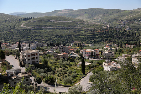 General view of the Palestinian village of Beit Mirin, west of Nablus in the West Bank, where extremist Jewish settlers attacked homes and set vehicles on fire. Palestinian sources reported that eight Palestinians were injured in the attack.