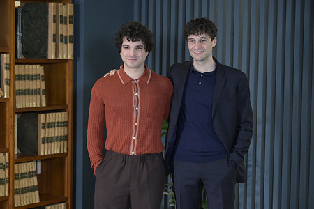 Leo Gassmann (l) and Lino Guanciale (r) attend the photocall of Rai tv series L'invisibile-La cattura di Matteo Messina Denaro at Rai center Via Alessandro Severo.