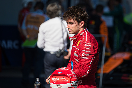 Scuderia Ferrari’s Monegasque driver Charles Leclerc looks on after placing third in the Austrian F1 Grand Prix race held at Red Bull Ring.