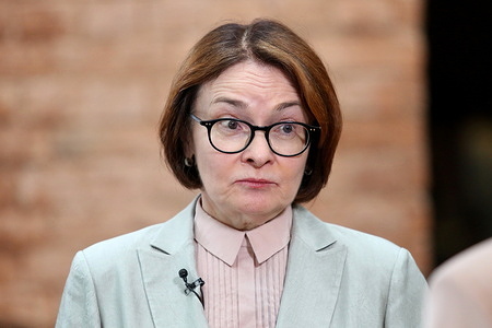 Elvira Nabiullina, Governor Bank of Russia seen at The new stage of the Alexandrinsky Theater.