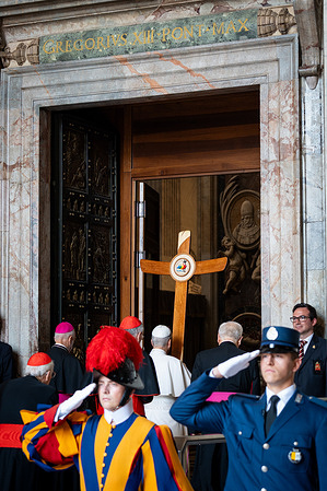 Pope Leo XIV passes through the Holy Door of St. Peter's Basilica on the occasion of the Jubilee of the Holy See in Vatican City.
