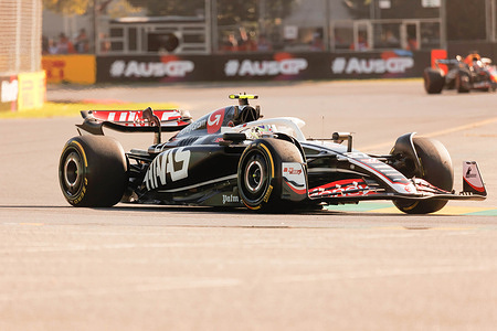 Nico Hulkenberg of Germany drives the (27) Haas F1 VF-24 Ferrari during practice ahead of the F1 Grand Prix of Australia at the Albert Park Grand Prix circuit.