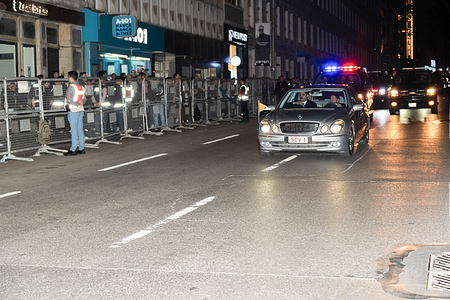 Pope Leo XIV is seen inside the car, arriving in Istanbul. Pope Leo XIV arrived at the Cathedral of the Holy Spirit, where he will stay in Istanbul.