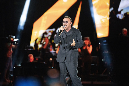 The songwriter Gigi D'alessio performs live at Maradona stadium