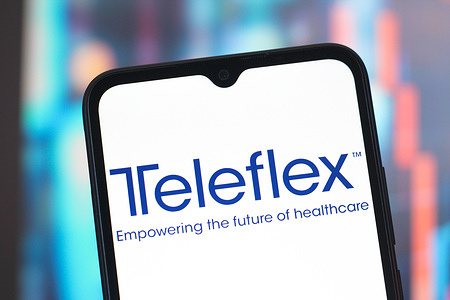 In this photo illustration, the Teleflex Incorporated logo is seen displayed on a smartphone screen.