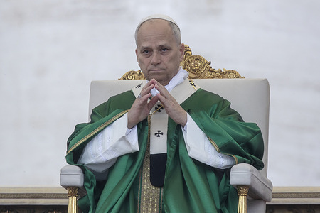 Pope Leo XIV presides over a Mass for the Jubilee of the Missions and of Migrants in St. Peter's square at the Vatican