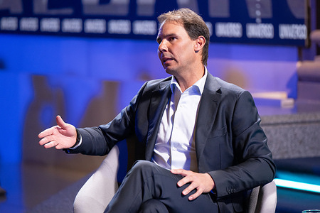 Rafa Nadal attends the recording of the television program "Entrevista a Rafa Nadal" at Espacio Movistar in Madrid.