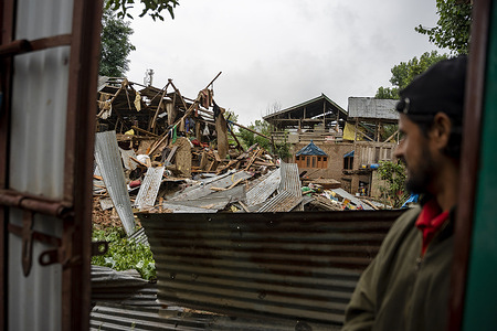 The remains of a house are seen after authorities demolished the family home of an alleged Lashkar-e-Taiba (LeT) militant. Authorities demolished the family homes of two alleged Lashkar-e-Taiba (LeT) militants, Adil Ahmad Thokar and Haroon Rashid, during an overnight operation, following a militant attack in Anantnag town that killed Jammu and Kashmir Police Head Constable, Ashiq Hussain. According to news reports, the demolitions came amid an intensified security crackdown across Kashmir, with around 2,000 suspects, including alleged over-ground workers (OGWs) and militant associates, detained for questioning. Security forces also stepped up search operations and surveillance across the Kashmir Valley following the attack.