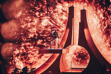 Italian musician, Annalisa Scarrone performs live at a concert at Palazzo dello Sport in Rome.