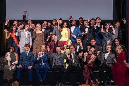 Buffer Festival Video Creators group photo at Buffer Festival Awards Gala at Paradise Theatre in Toronto. Buffer Festival in Toronto is an annual event that celebrates digital creators and their work, showcasing high-quality, original content from YouTubers and other online video artists. The festival offers screenings, panels, and networking opportunities, bringing creators and fans together in a unique celebration of online storytelling.