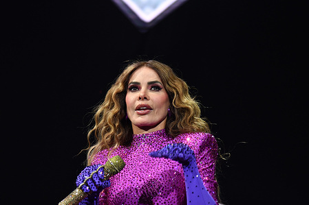Mexican singer Gloria Trevi performs live during a concert at the Movistar Arena in Madrid.