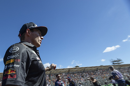 Max Verstappen of the Netherlands and Red Bull Racing during the drivers parade ahead of the 2022 Australian Grand Prix at the Albert Park Grand Prix circuit.