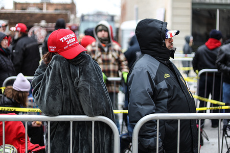 TOLEDO, OHIO, UNITED STATES, 9 JANUARY, 2020:
Trump supporters gathered outside the Huntington Center awaiting Trumps first rally of 2020.