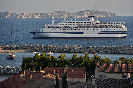 The Aurelia Ro-Ro Passenger Ship arrives at the French Mediterranean port of Marseille.