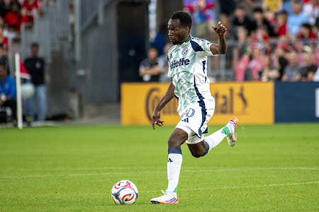 Alhassan Yusuf #80 of New England Revolution in action during the MLS game between Toronto FC and New England Revolution at BMO field in Toronto. Final score; Toronto 2:1 New England