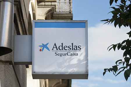 Spanish health insurance company Adeslas (SegurCaixa Adeslas), part of the Mutua Madrileña Group, logo sign seen in Spain.