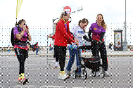 Athlete with disabilities seen during the 500 meters Run Track Event. Athletes with disabilities participated in a 500 meters Run Track Event, which was held as part of Moscow Half Marathon 2026 at the Moscow State University.