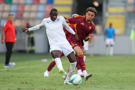 Riyadh Sharahii of Neom and Neil El Aynaoui of Roma seen in action during the friendly match between AS Roma and Neom FC (France) at the Benito Stirpe Stadium. Final scores; AS Roma 2-2 Neom FC.