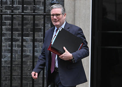 UK Prime Minister Sir Keir Starmer leaves Downing Street in London.