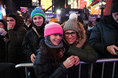 Reveler's gather in Time's Square for the 2026 New Year's Eve Ball Drop.
