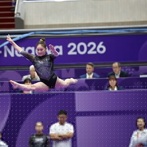 Lim Sumin of South Korea performs her floor exercise routine during the Women's Artistic Gymnastics Team Final at the 20th Asian Games Aichi-Nagoya 2026, held at the Nagoya General Gymnasium, Rainbow Hall.