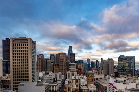 The Salesforce Tower and San Francisco skyline are seen from the Westin St. Francis in San Francisco.
