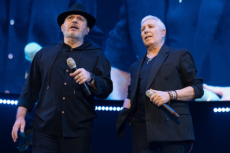 Pedro Jose Herrero Pozo and Francisco Javier Herrero Pozo of Pecos perform live in the concert during the "Christmas By Starlite" Festival at Ifema.
